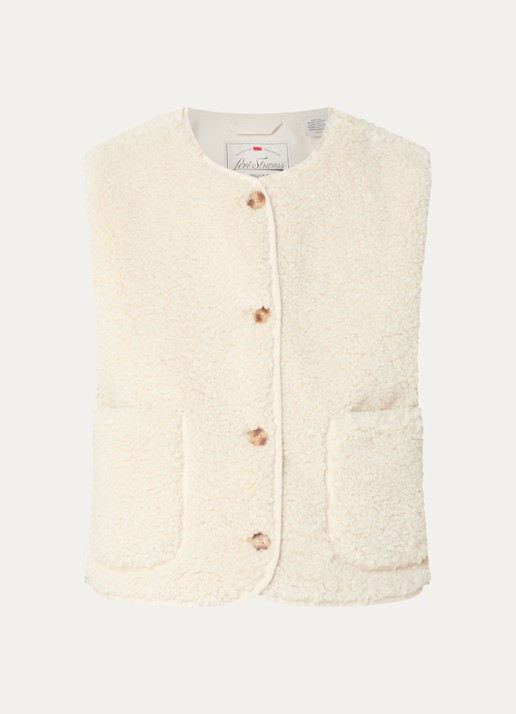 Levi's Rema gilet van teddy met opgestikte zakken - voorkant beige