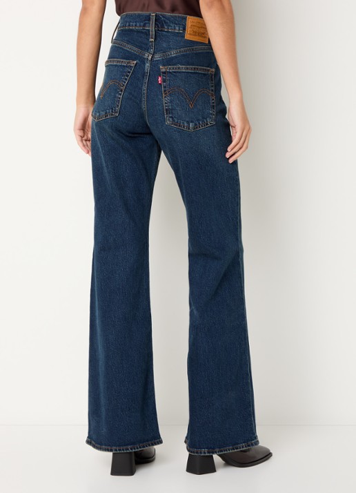 Levi's Ribcage high waist flared jeans met donkere wassing - achterkant 3 indigo