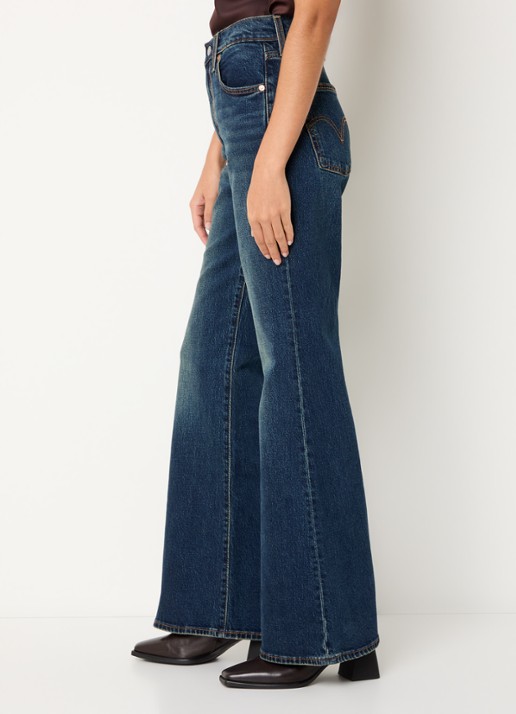 Levi's Ribcage high waist flared jeans met donkere wassing - detail 5 indigo