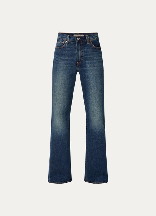 Levi's Ribcage high waist flared jeans met donkere wassing - voorkant indigo
