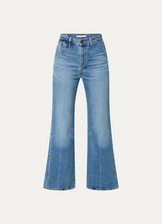 Levi's Ribcage high waist flared jeans met lichte wassing - voorkant 4 indigo