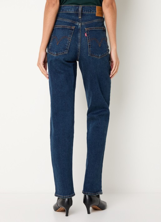 Levi's Ribcage high waist slim fit jeans met donkere wassing - achterkant 3 indigo