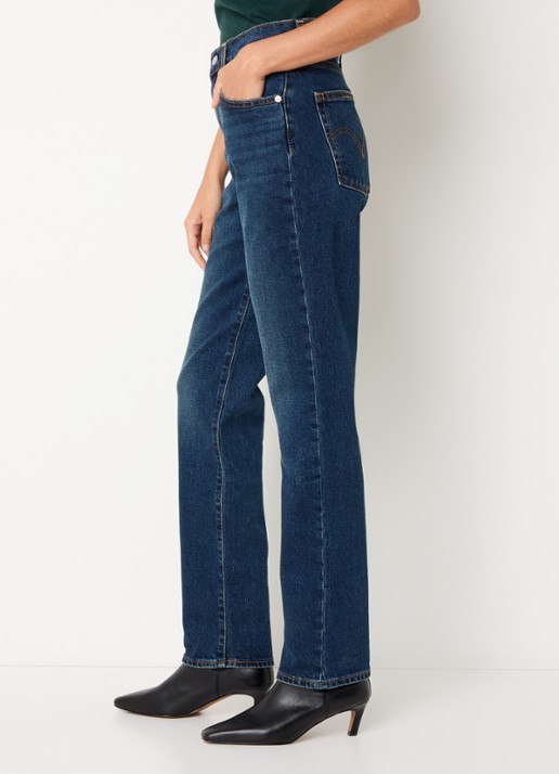 Levi's Ribcage high waist slim fit jeans met donkere wassing - detail 2 indigo