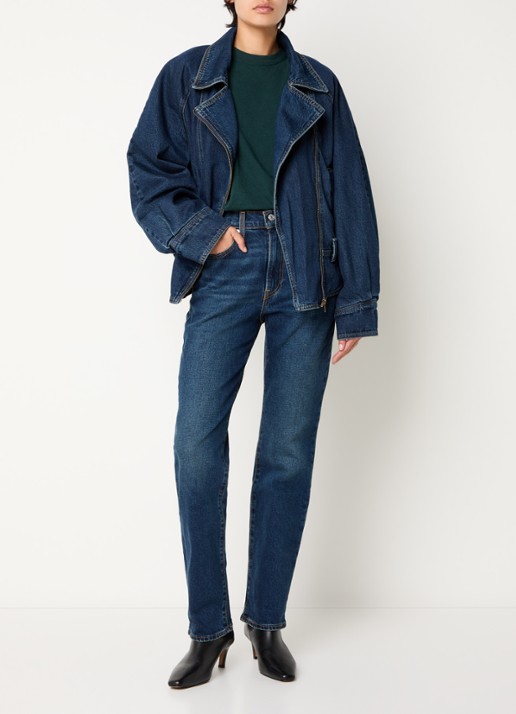 Levi's Ribcage high waist slim fit jeans met donkere wassing - voorkant 5 indigo