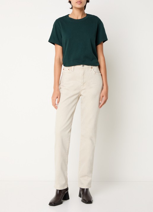 Levi's Ribcage high waist slim fit jeans met gekleurde wassing - voorkant 2 beige