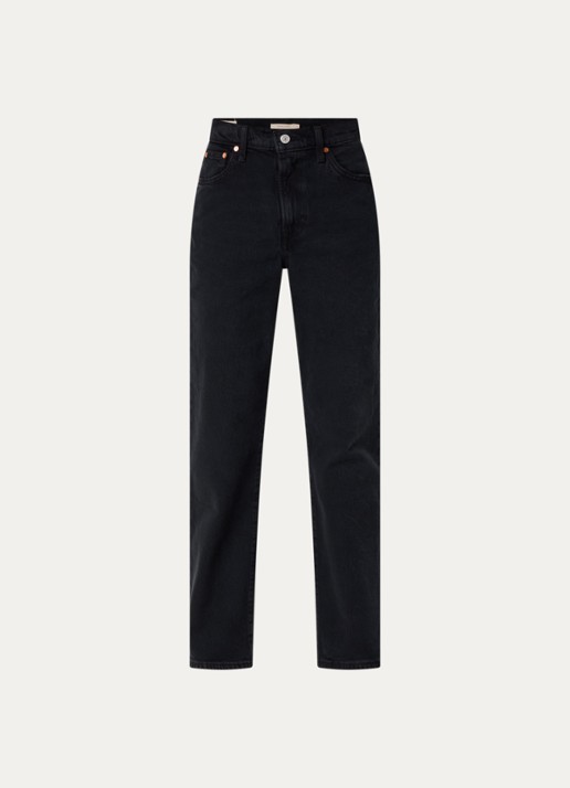 Levi's Ribcage high waist slim fit jeans met gekleurde wassing - voorkant zwart
