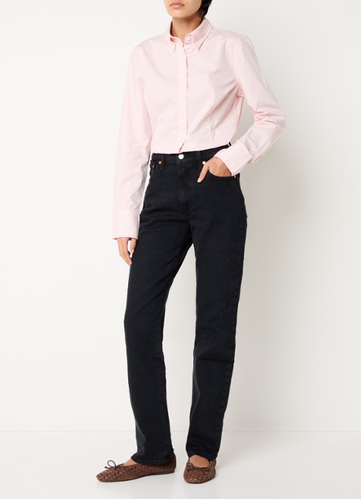Levi's Ribcage high waist slim fit jeans met gekleurde wassing - voorkant 2 zwart