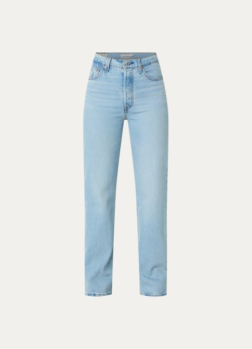 Levi's Ribcage high waist slim fit jeans met lichte wassing - voorkant indigo