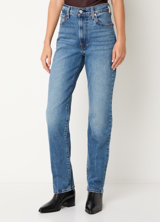 Levi's Ribcage high waist slim fit jeans met medium wassing - detail 4 indigo