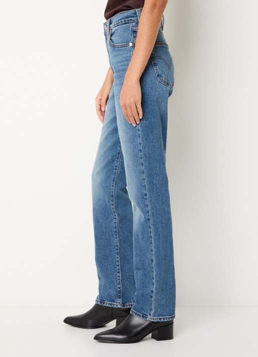 Levi's Ribcage high waist slim fit jeans met medium wassing - detail 5 indigo