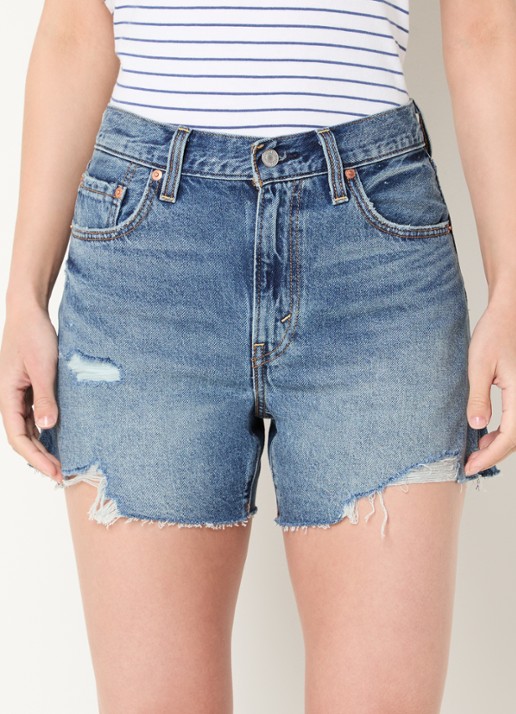 Levi's Ribcage high waist slim fit korte broek van denim met medium wassing