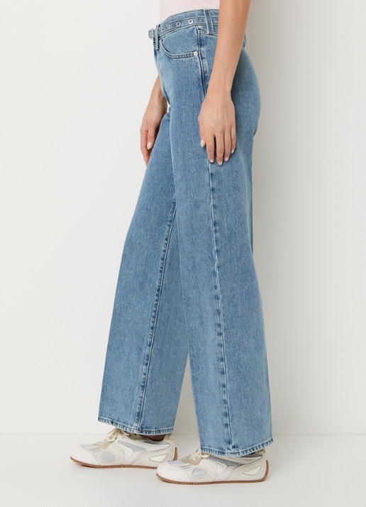 Levi's Ribcage high waist wide jeans met medium wassing - detail 4 indigo