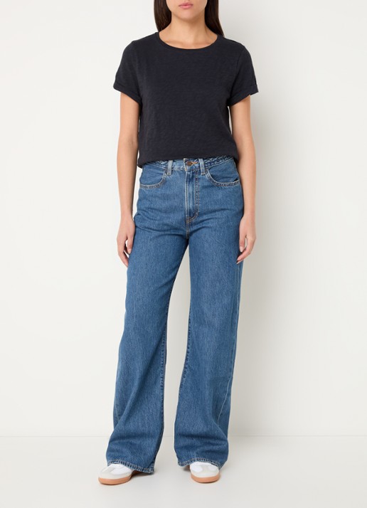 Levi's Ribcage high waist wide leg jeans met medium wassing - voorkant 3 indigo