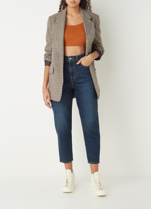 Levi's Ribgebreide crop top in wolblend - voorkant 4 roestbruin