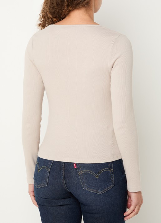 Levi's Ribgebreide longsleeve met rechthoekige hals - achterkant 3 zand