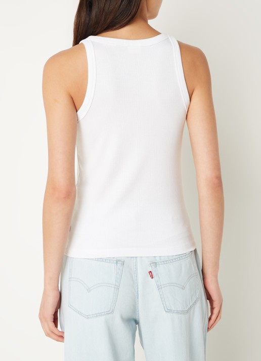 Levi's Ribgebreide tanktop met stretch - achterkant wit