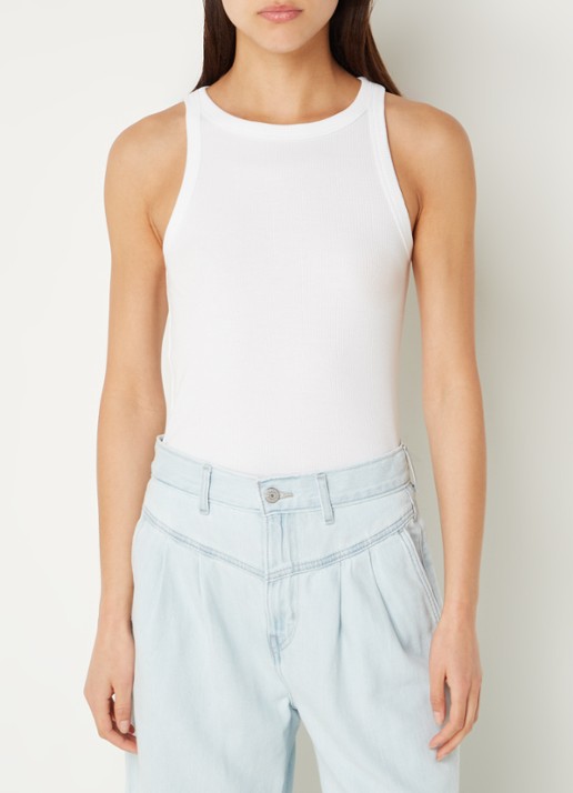 Levi's Ribgebreide tanktop met stretch - detail 2 wit