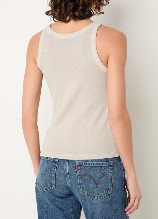 Levi's Ribgebreide tanktop met stretch  - achterkant 2 donkerbeige