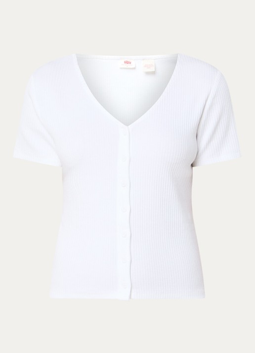 Levi's Ribgebreide top met sierknopen - voorkant 3 wit