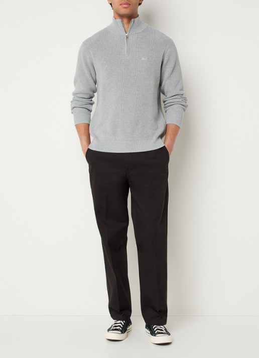 Levi's Ribgebreide trui met halve rits - voorkant 2 lichtgrijs