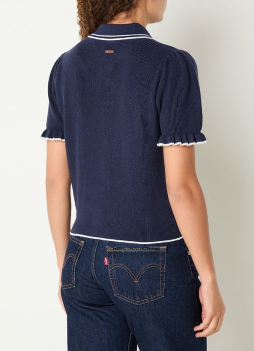 Levi's Ribgebreide trui met pofmouw en polokraag - achterkant donkerblauw