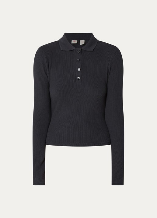 Levi's Rory polo met ribstructuur - voorkant 3 zwart