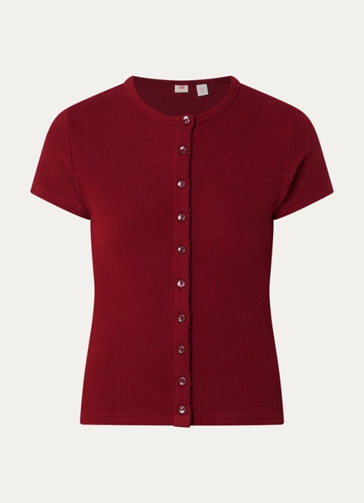 Levi's Rory top met ribstructuur - voorkant steenrood