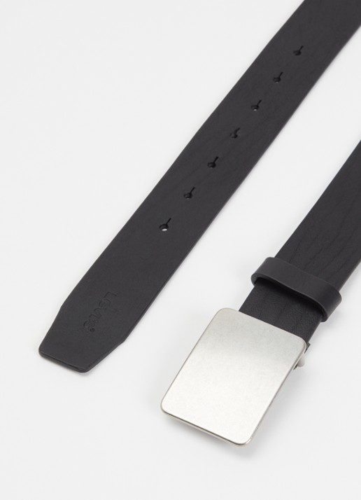 Levi's Ryder Plaque riem van leer - detail zwart