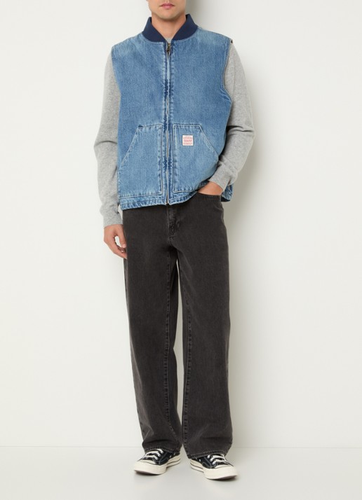 Levi's Sansome bodywarmer van denim met logo - voorkant 4 indigo