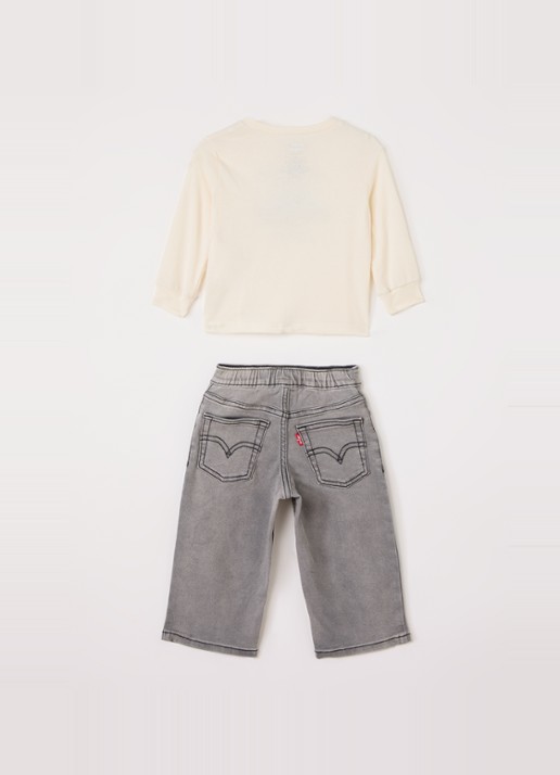 Levi's Set longsleeve met jeans 2-delig - voorkant 2 gebroken wit