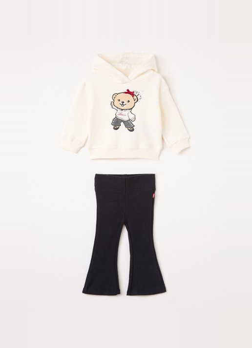 Levi's Set van hoodie met legging 2-delig - voorkant ivoor