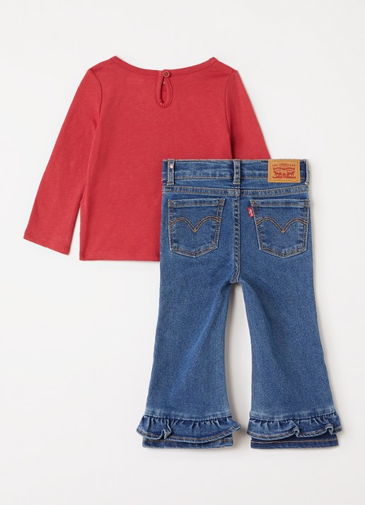 Levi's Set van longsleeve met jeans 2-delig - voorkant 2 rood