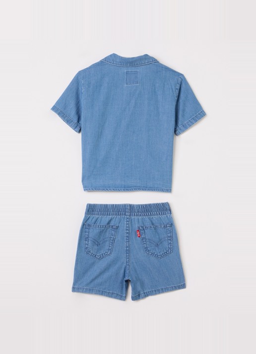 Levi's Set van overhemd met korte broek 2-delig - voorkant 2 blauw