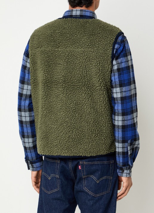 Levi's Sherpa bodywarmer van teddy met steekzakken - achterkant 4 bronsgroen