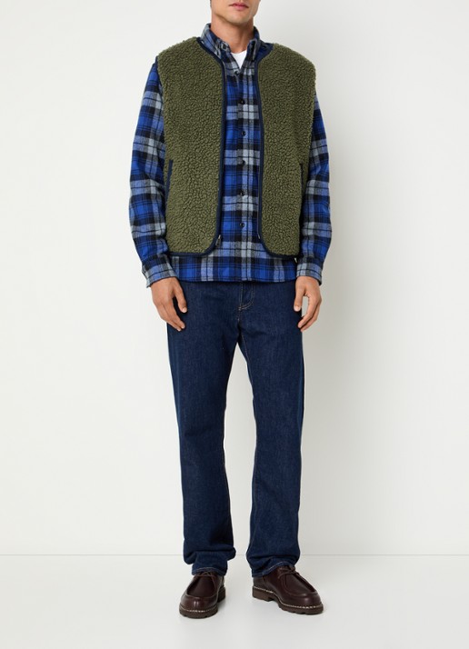Levi's Sherpa bodywarmer van teddy met steekzakken - voorkant 3 bronsgroen