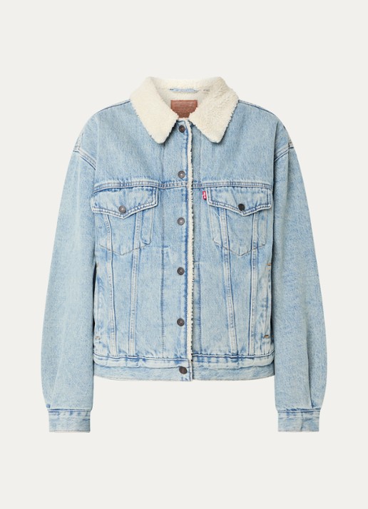 Levi's Sherpa spijkerjas met teddy voering en steekzakken - voorkant 2 lichtblauw
