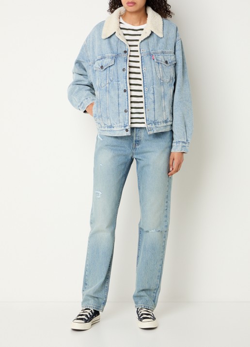 Levi's Sherpa spijkerjas met teddy voering en steekzakken - voorkant 3 lichtblauw