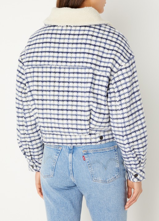 Levi's Shrunken gewatteerd jack in wolblend met ruitdessin - achterkant 4 blauw