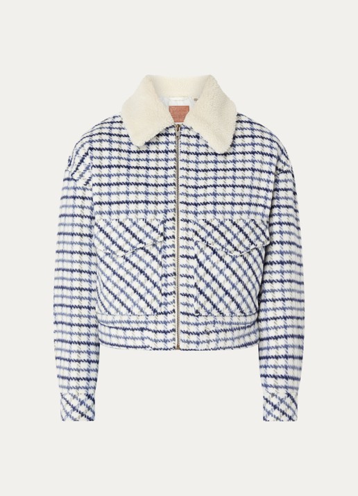 Levi's Shrunken gewatteerd jack in wolblend met ruitdessin - voorkant 2 blauw