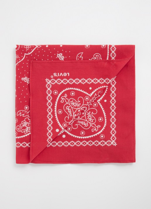 Levi's Sjaal met paisley dessin 52 x 52 cm - detail steenrood