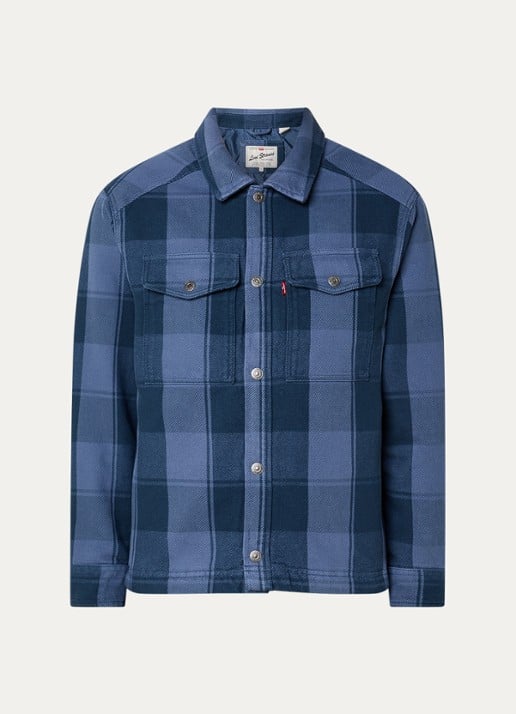 Levi's Spruce overshirt met ruitdessin - voorkant blauw