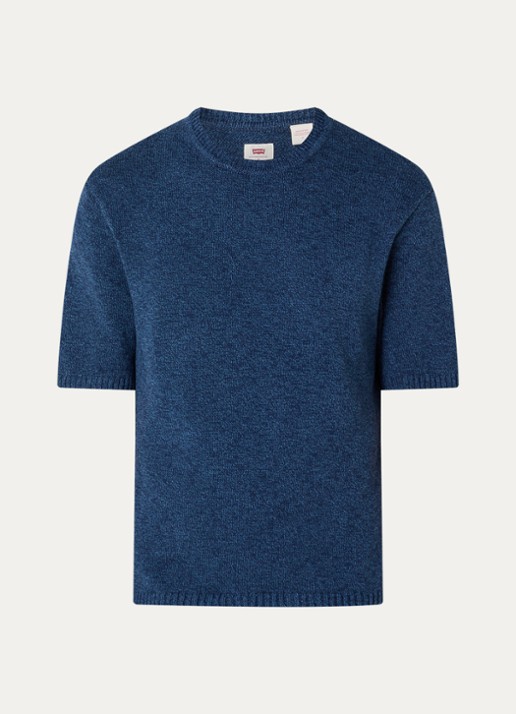 Levi's Stinson fijngebreide pullover in linnenblend - voorkant 2 donkerblauw