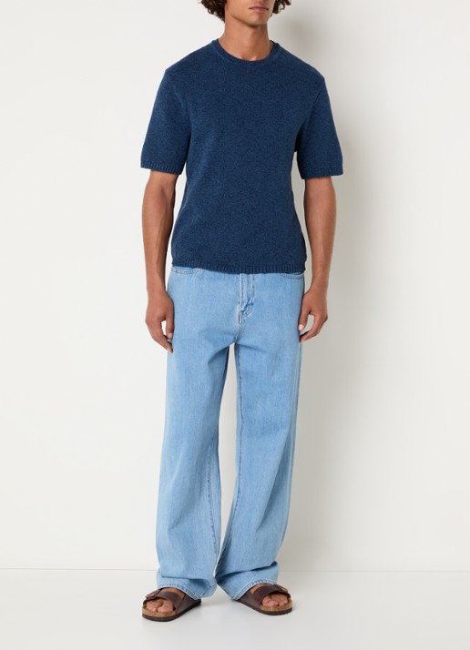 Levi's Stinson fijngebreide pullover in linnenblend - voorkant 3 donkerblauw
