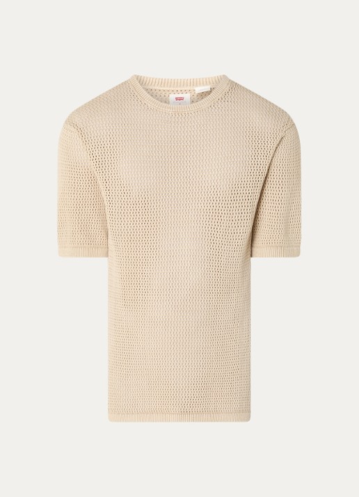 Levi's Stinson T-shirt met opengewerkt dessin - voorkant 2 beige