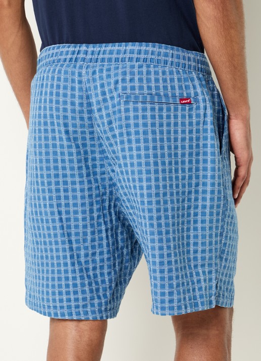 Levi's Straight fit korte broek met ruitdessin - achterkant blauw