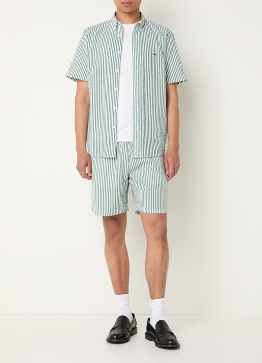 Levi's Straight fit korte broek met streepprint - voorkant 4 donkergroen