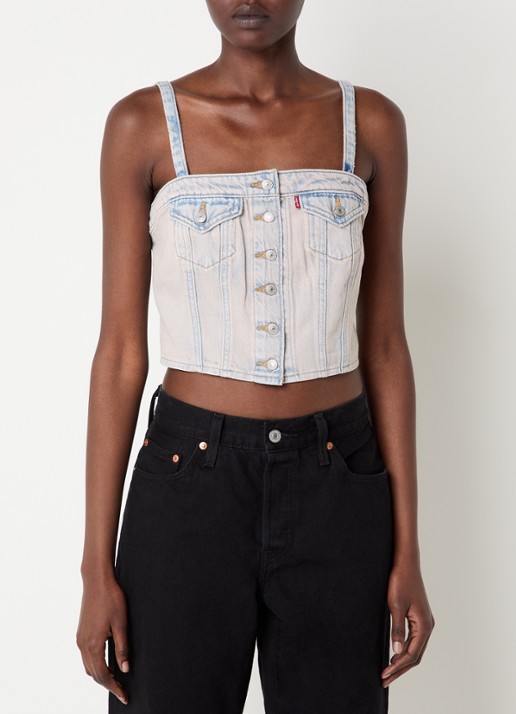Levi's Strapless top van denim met verwassen afwerking en afneembare bandjes