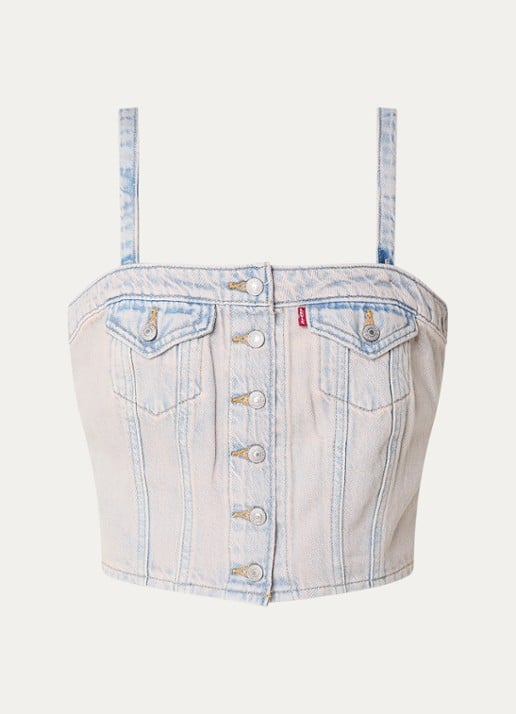 Levi's Strapless top van denim met verwassen afwerking en afneembare bandjes - voorkant 2 oudroze
