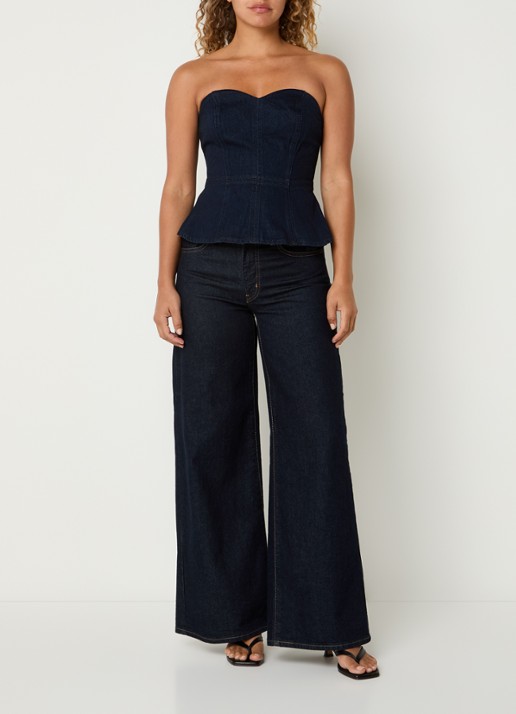 Levi's Strapless top van denim - voorkant 3 blauw