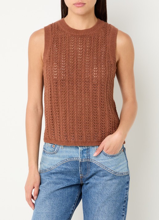 Levi's Sunrise grofgebreide tanktop in linnenblend - detail 3 beige